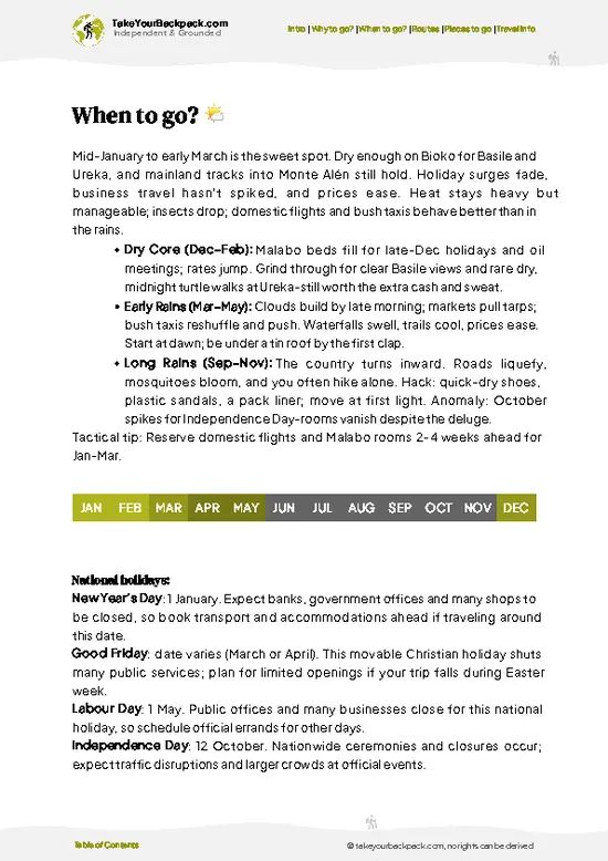 example page 3 from our offline Travel Guide for Equatorial Guinea